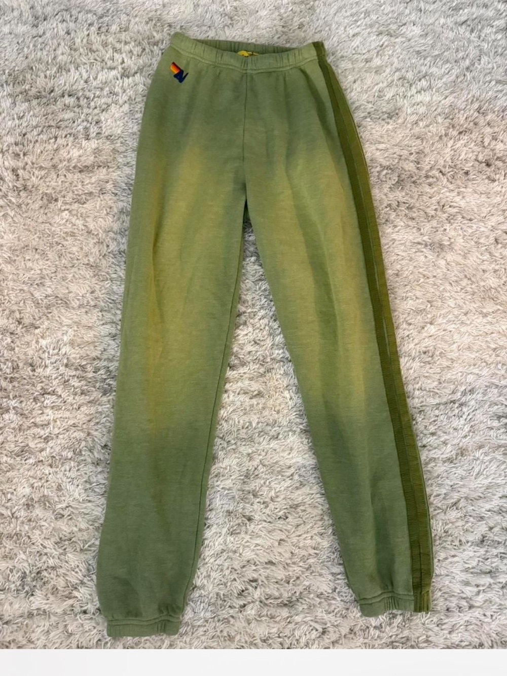 Aviator Nation Olive Green Stripe Jogger Sweatpants